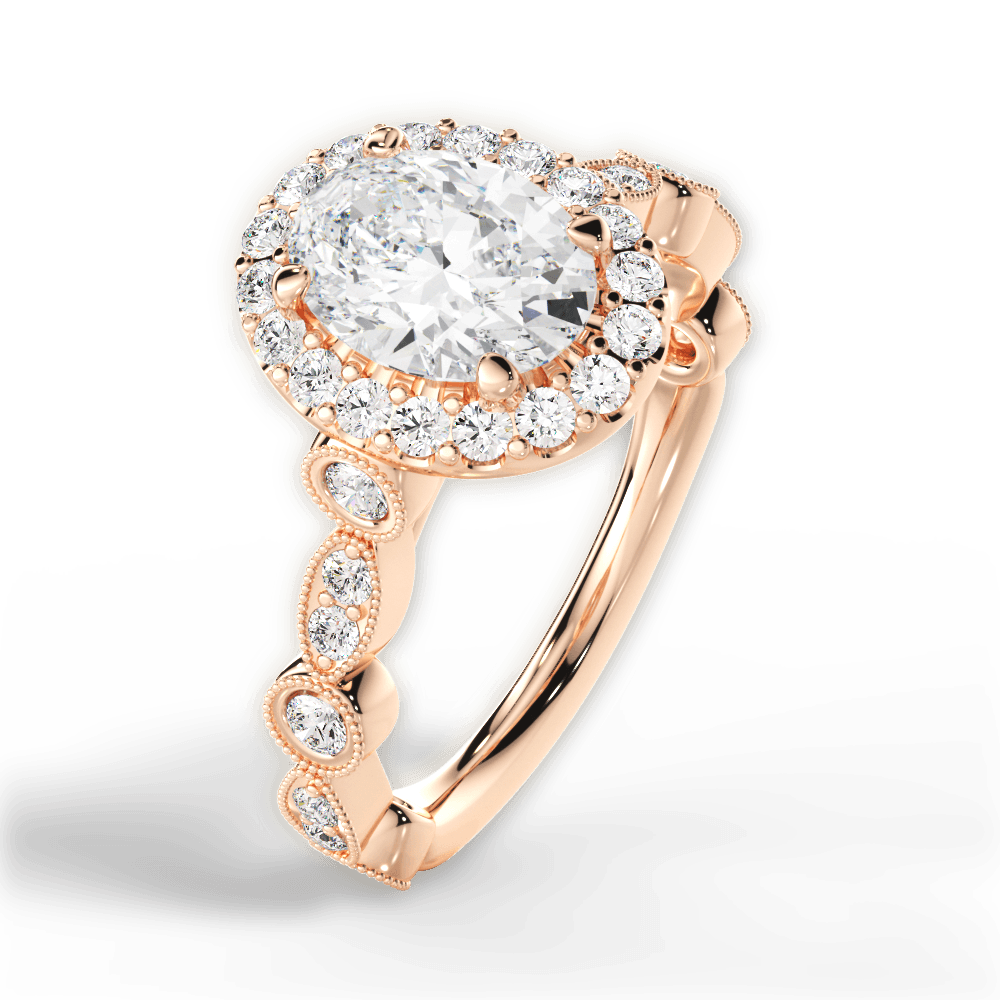 Irene Oval Cut Lab Grown Diamond 18Kt Rose Gold Engagement Ring - View 3