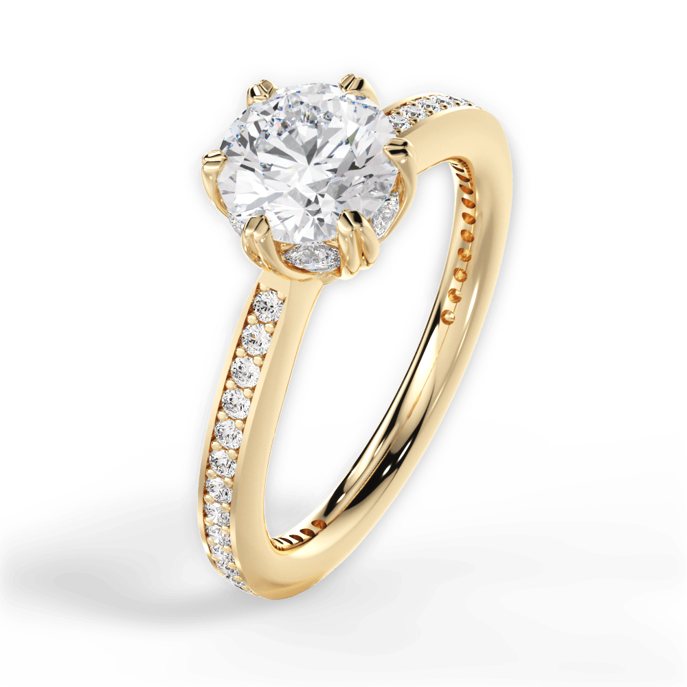 Louise Round Cut Lab Grown Diamond 18Kt Yellow Gold Engagement Ring - View 4