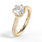 Louise Round Cut Lab Grown Diamond 18Kt Yellow Gold Engagement Ring - View 4