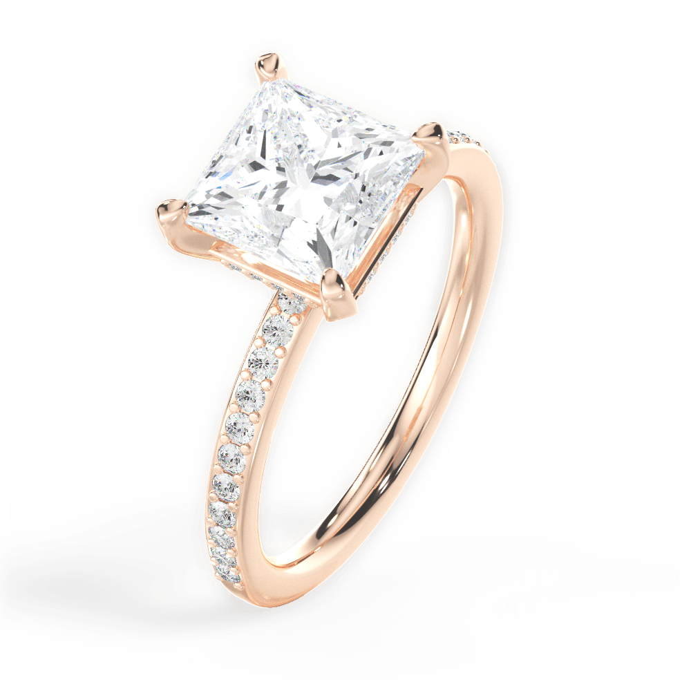 Janice Princess Cut Lab Grown Diamond 18Kt Rose Gold Engagement Ring - View 2