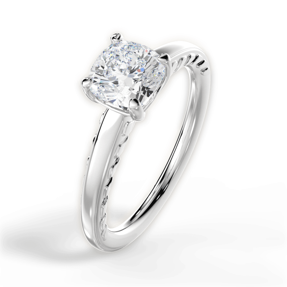 Annette Cushion Cut Lab Grown Diamond Platinum Engagement Ring - View 2