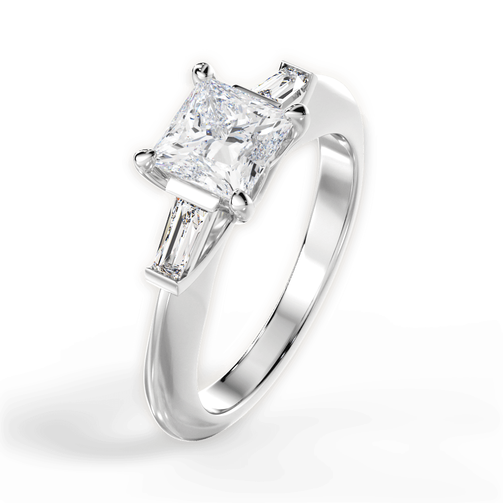 Emily Princess Cut Lab Grown Diamond 18Kt White Gold Engagement Ring - View 2