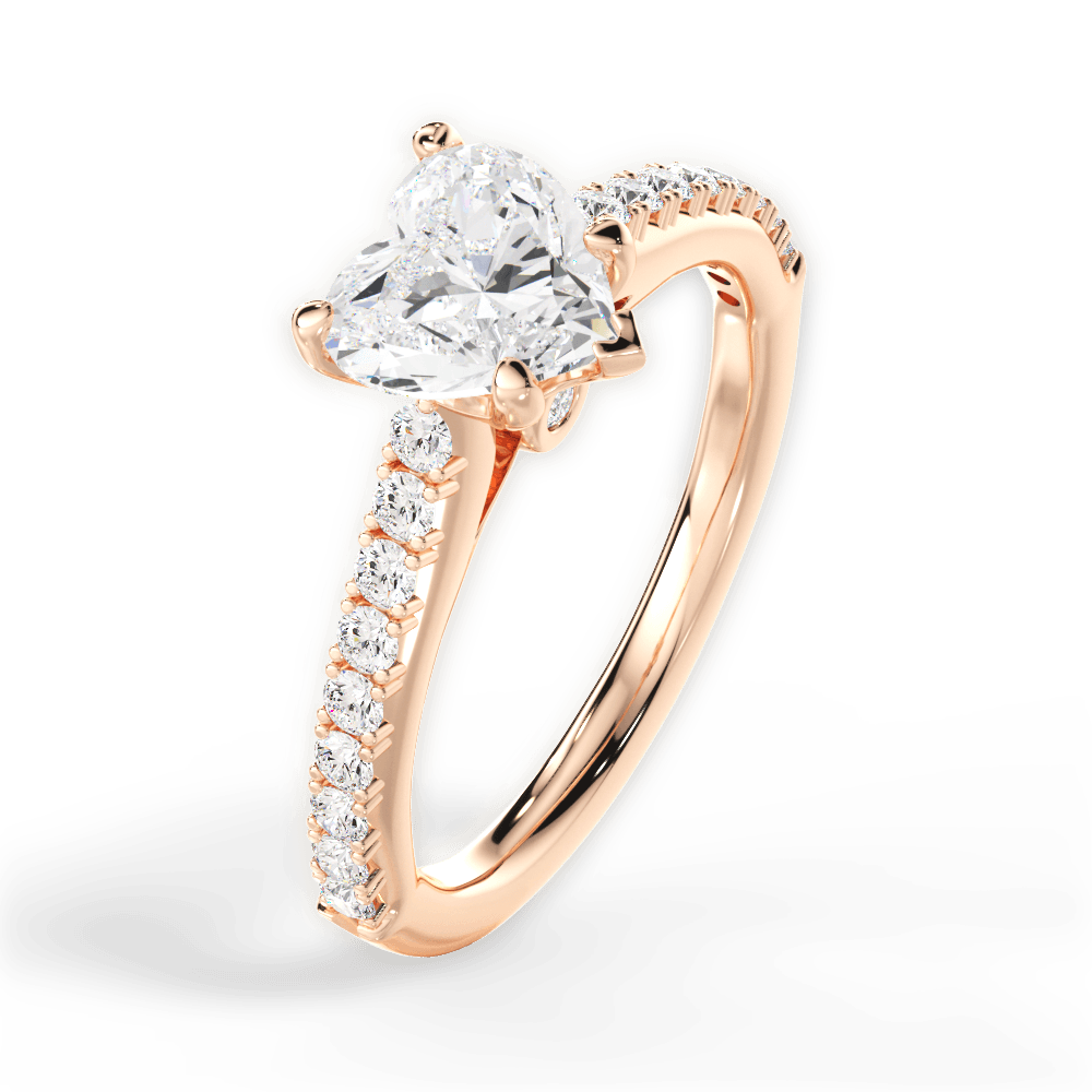 Frances Heart Cut Lab Grown Diamond 18Kt Rose Gold Engagement Ring - View 4