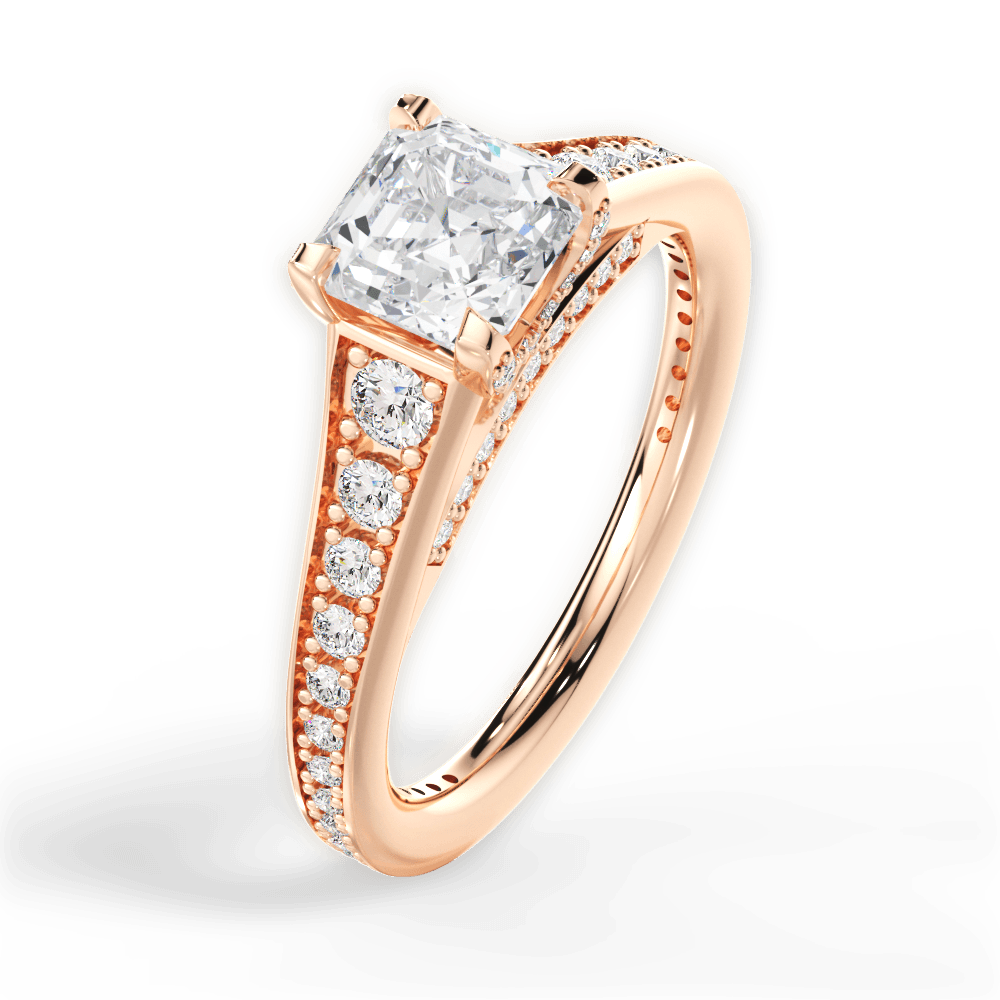 Leslie Asscher Cut Lab Grown Diamond 18Kt Rose Gold Engagement Ring - View 2