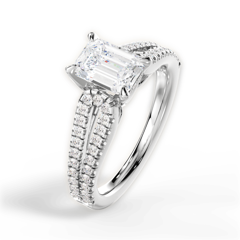 Jessica Emerald Cut Lab Grown Diamond 14Kt White Gold Engagement Ring - View 2