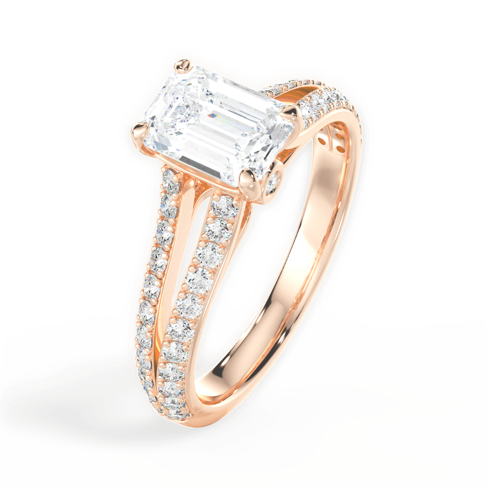 Kendra Emerald Cut Lab Grown Diamond 18Kt Rose Gold Engagement Ring - View 4