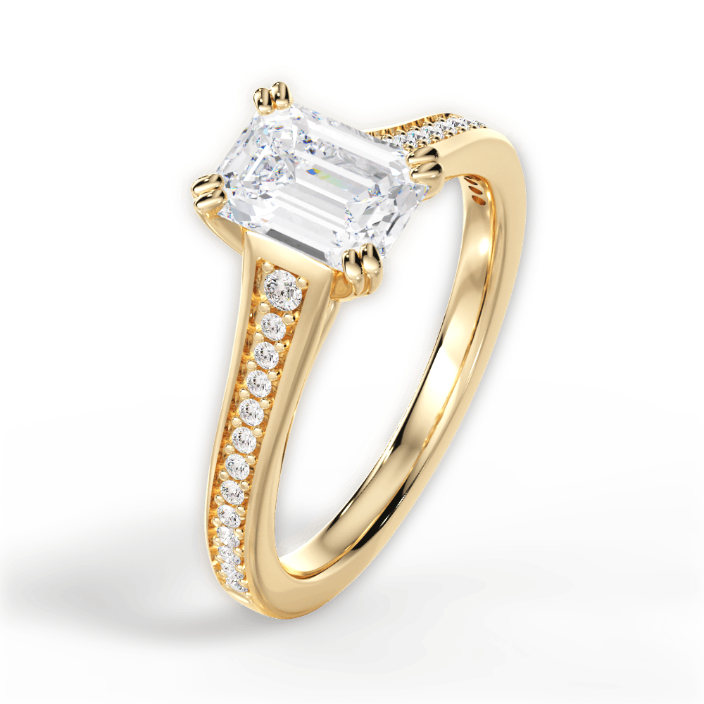 Delia Emerald Cut Lab Grown Diamond 18Kt Yellow Gold Engagement Ring - View 4