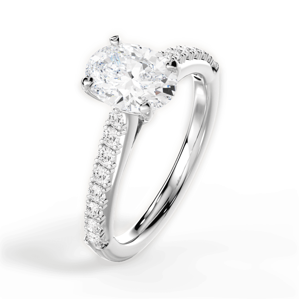 Elizabeth Oval Cut Lab Grown Diamond 14Kt White Gold Engagement Ring - View 2