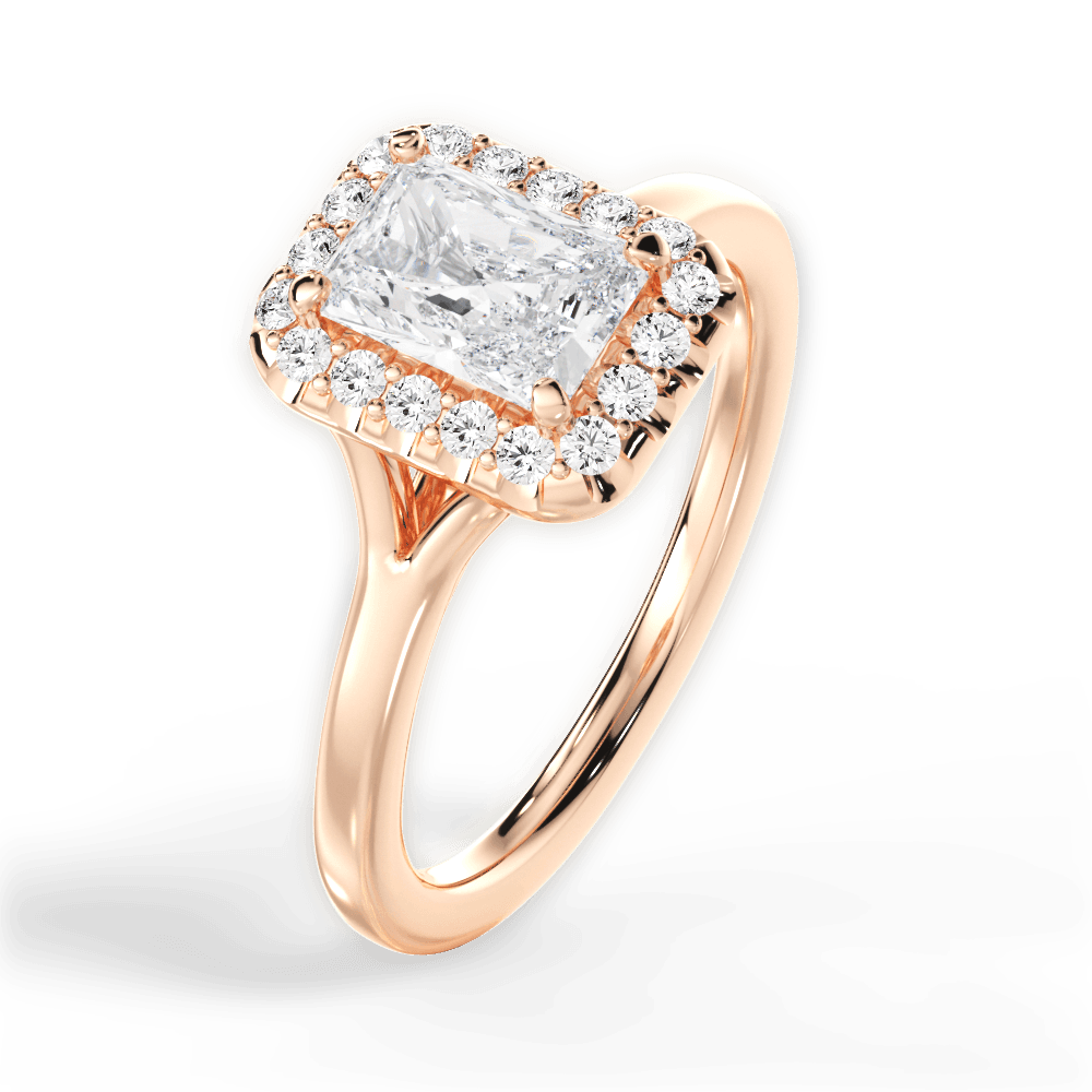 Geneva Radiant Cut Lab Grown Diamond 18Kt Rose Gold Engagement Ring - View 2