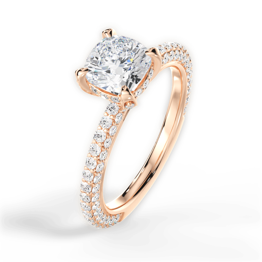 Madeline Cushion Cut Lab Grown Diamond 18Kt Rose Gold Engagement Ring - View 3