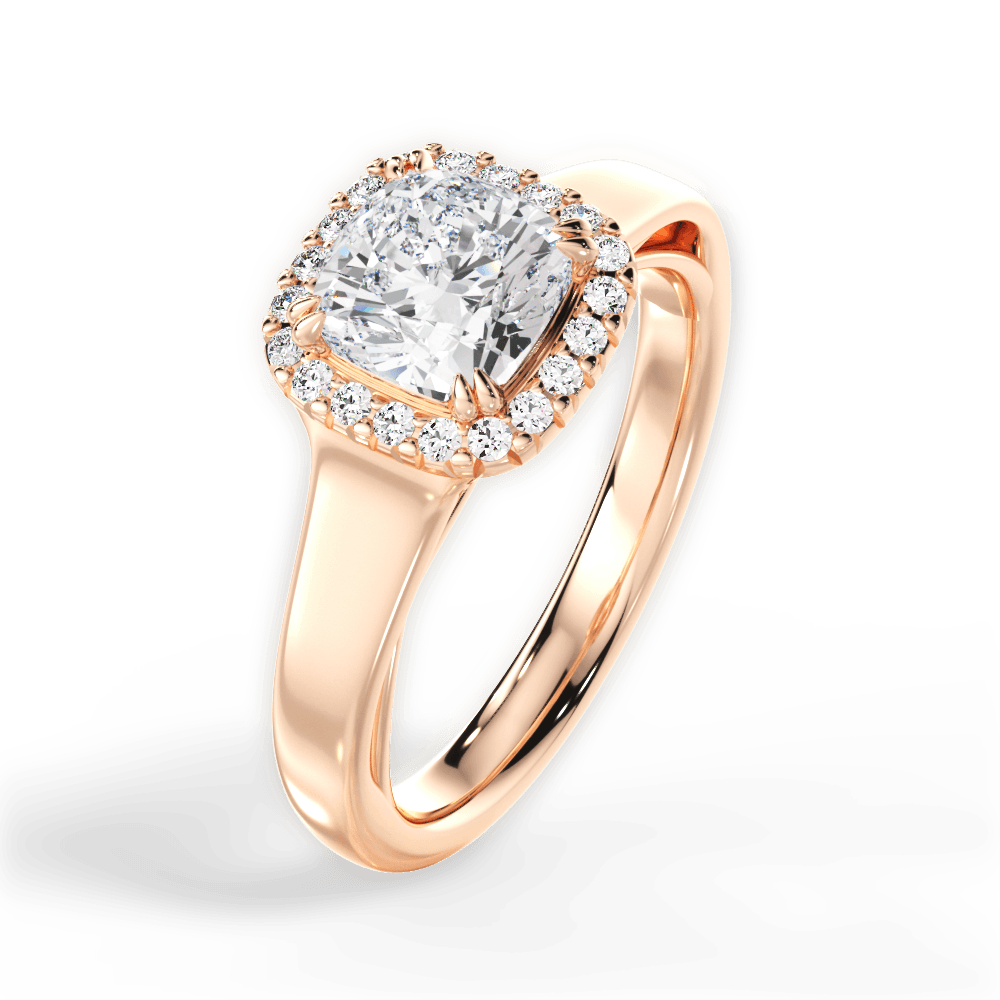 Jasmin Cushion Cut Lab Grown Diamond 18Kt Rose Gold Engagement Ring - View 2