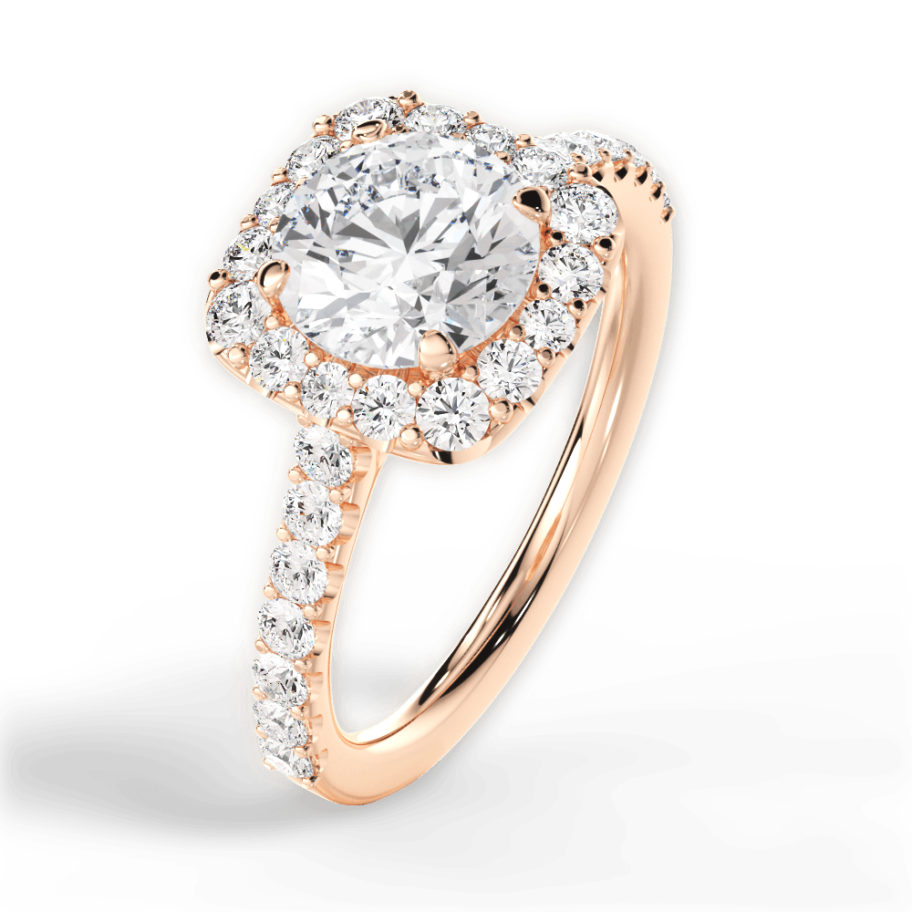 Ingrid Round Cut Lab Grown Diamond 18Kt Rose Gold Engagement Ring - View 3