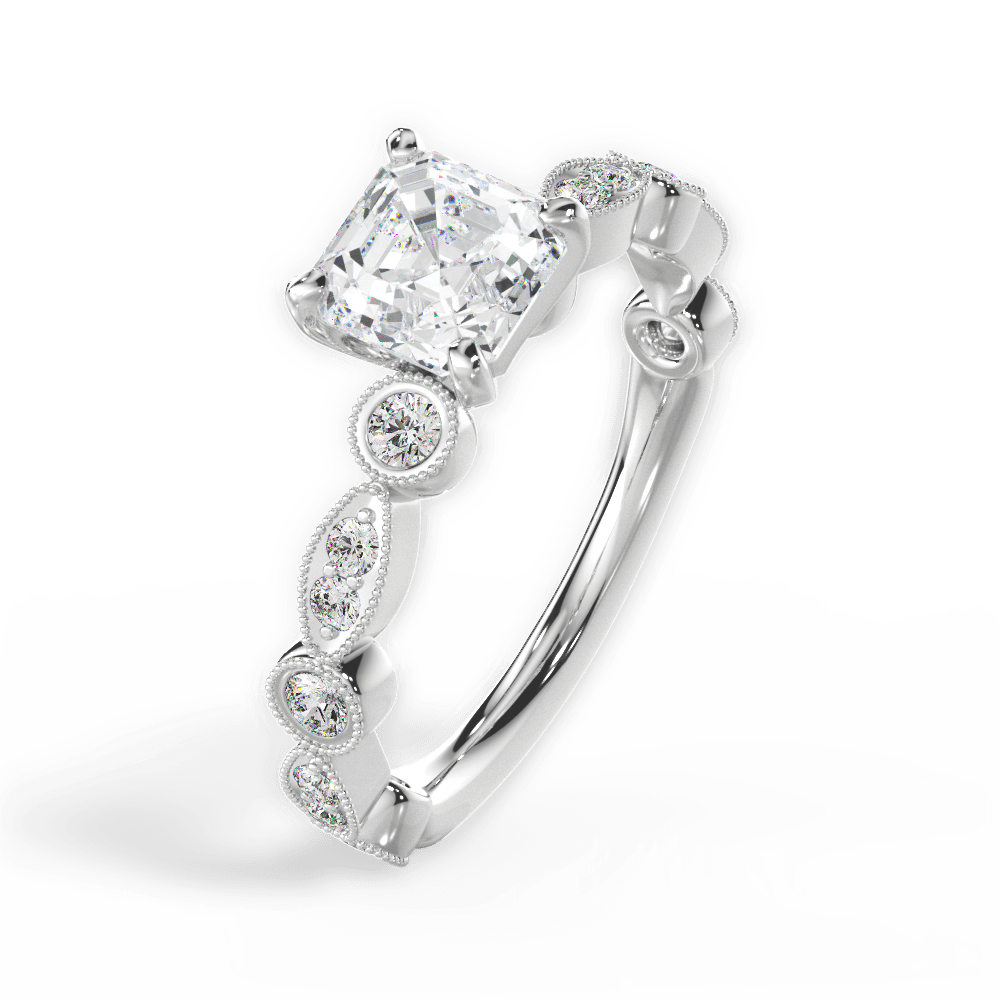 Edith Asscher Cut Lab Grown Diamond 18Kt White Gold Engagement Ring - View 4
