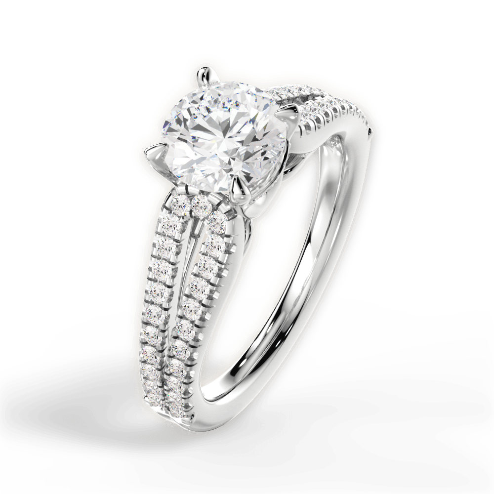 Jessica Round Cut Lab Grown Diamond 14Kt White Gold Engagement Ring - View 2