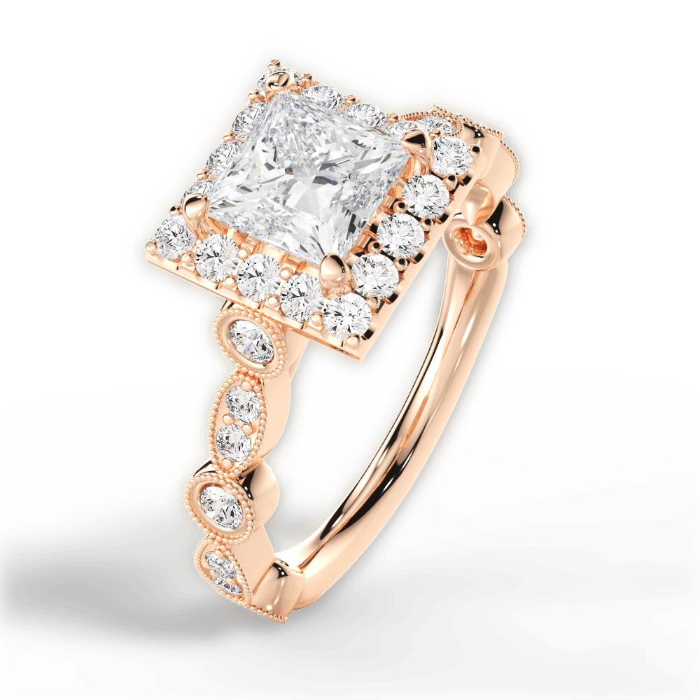 Irene Princess Cut Lab Grown Diamond 18Kt Rose Gold Engagement Ring - View 2