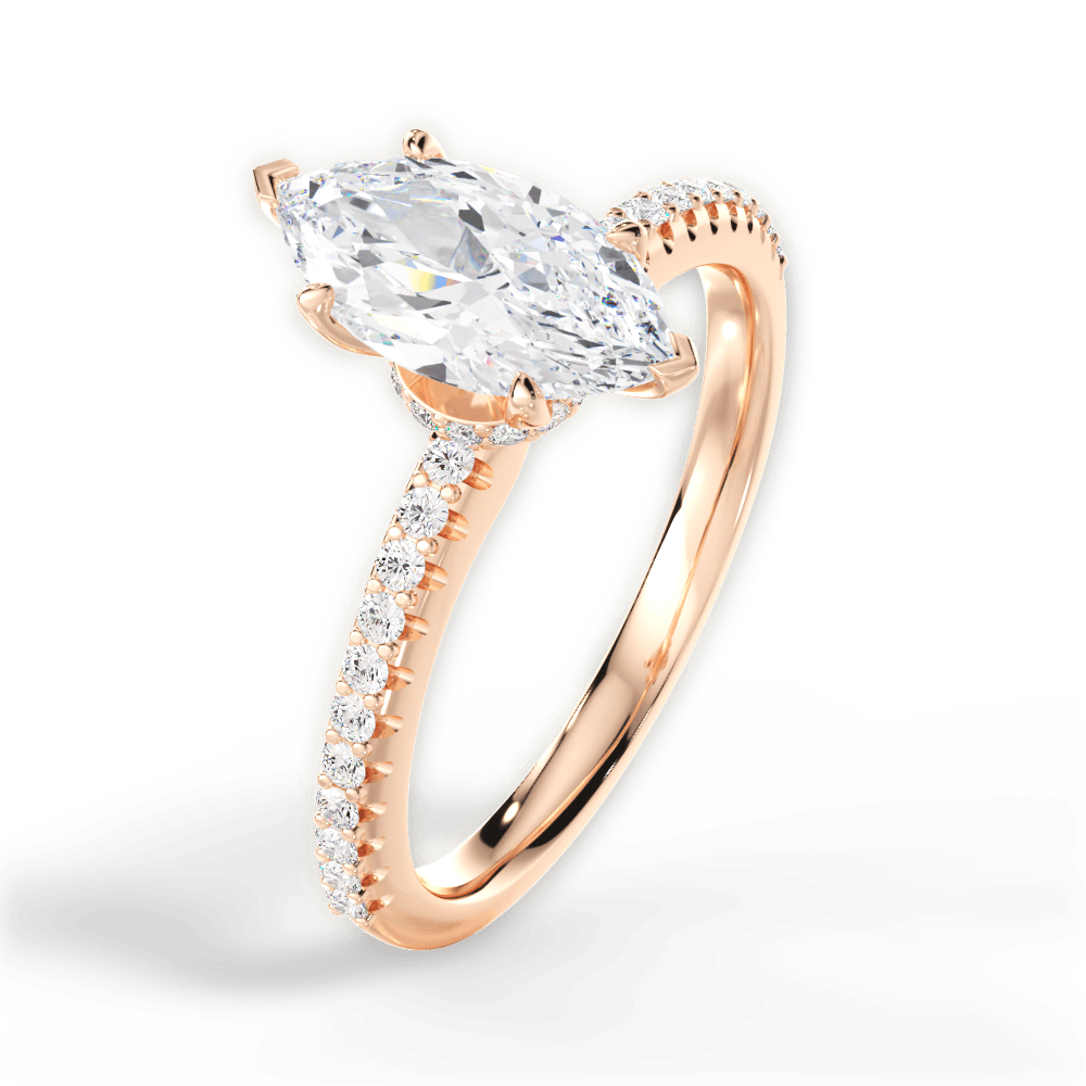 Giselle Marquise Cut Lab Grown Diamond 18Kt Rose Gold Engagement Ring - View 4