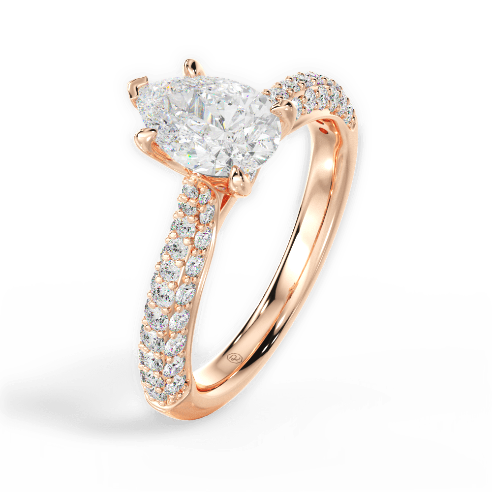 Kira Pear Cut Lab Grown Diamond 18Kt Rose Gold Engagement Ring - View 4