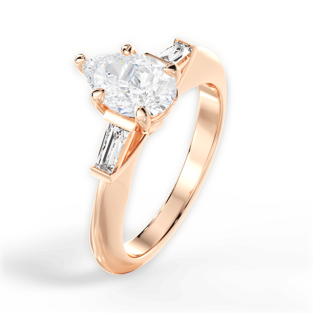 Emily Pear Cut Lab Grown Diamond 18Kt Rose Gold Engagement Ring - View 4