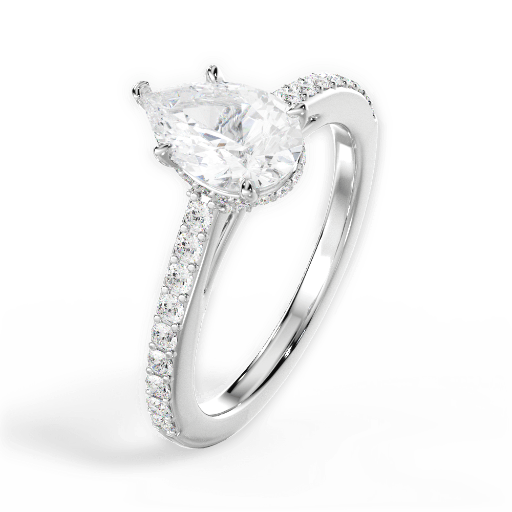 Joan Pear Cut Lab Grown Diamond Platinum Engagement Ring - View 3