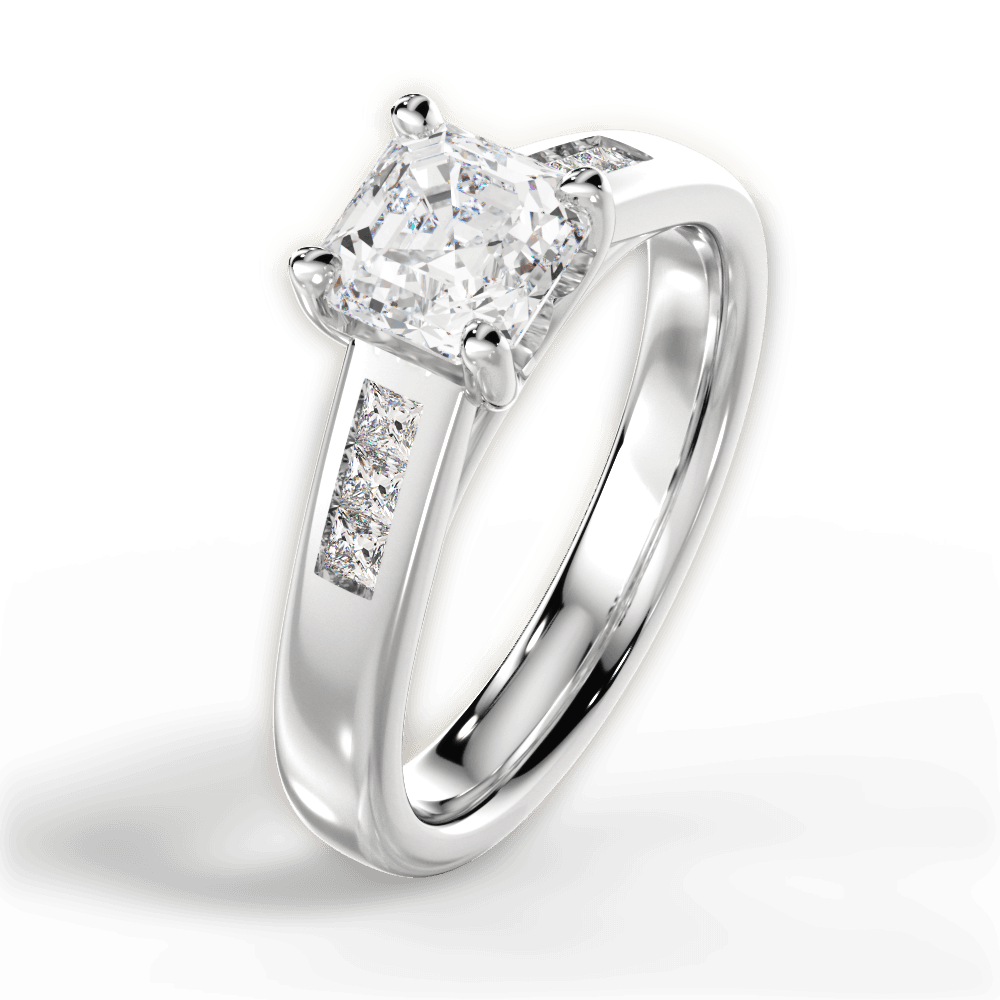 Brittany Asscher Cut Lab Grown Diamond 14Kt White Gold Engagement Ring - View 3