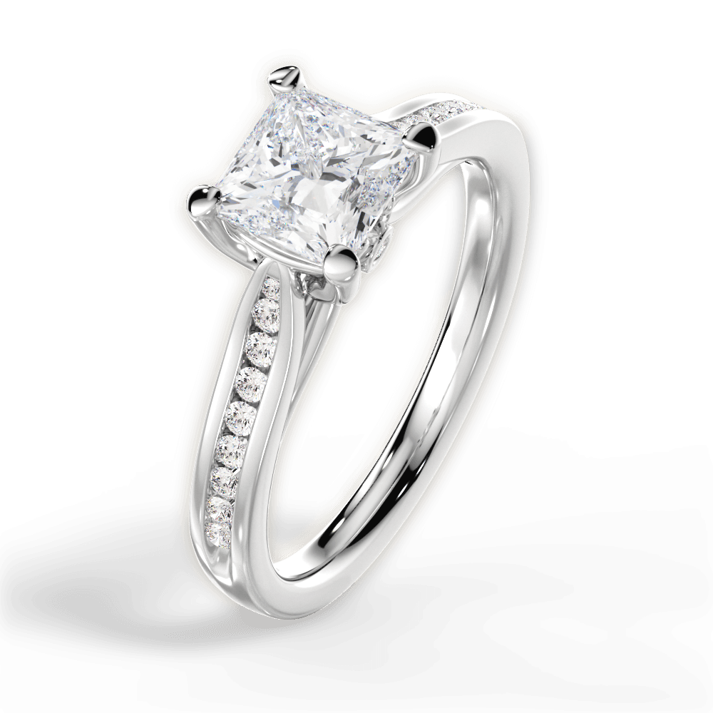 Elena Princess Cut Lab Grown Diamond 14Kt White Gold Engagement Ring - View 2
