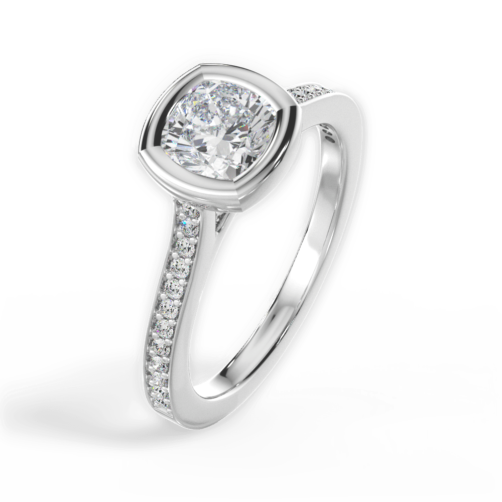 Deanna Cushion Cut Lab Grown Diamond 18Kt White Gold Engagement Ring - View 3
