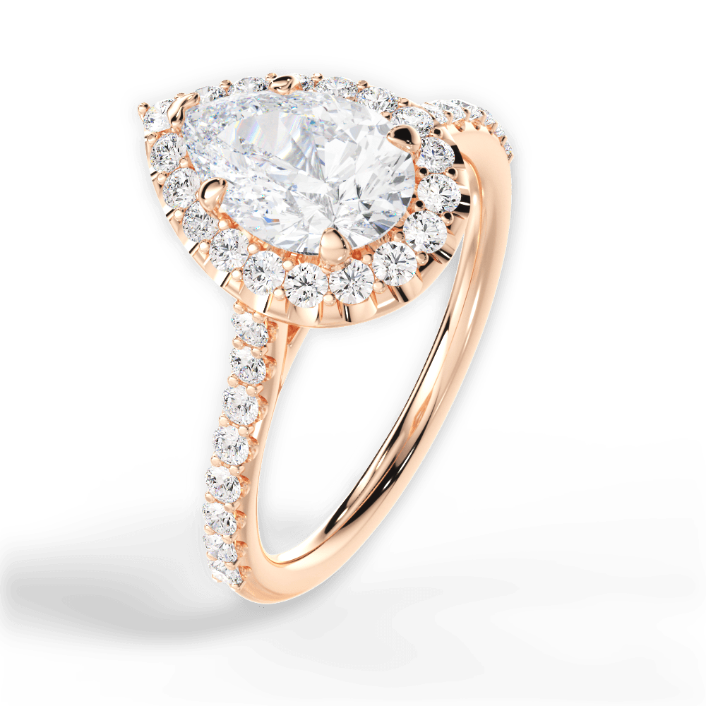 Leah Pear Cut Lab Grown Diamond 18Kt Rose Gold Engagement Ring - View 2