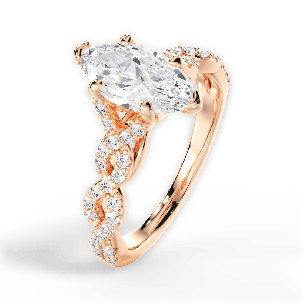 Justine Marquise Cut Lab Grown Diamond 18Kt Rose Gold Engagement Ring - View 4