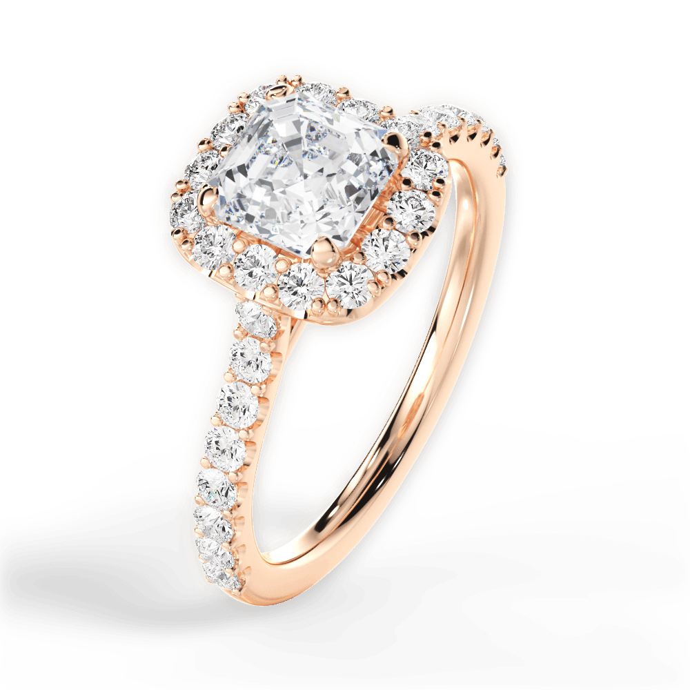 Ingrid Asscher Cut Lab Grown Diamond 18Kt Rose Gold Engagement Ring - View 4