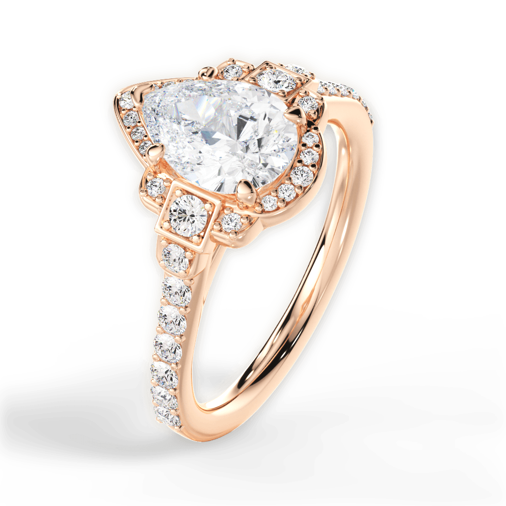 Joyce Pear Cut Lab Grown Diamond 18Kt Rose Gold Engagement Ring - View 3
