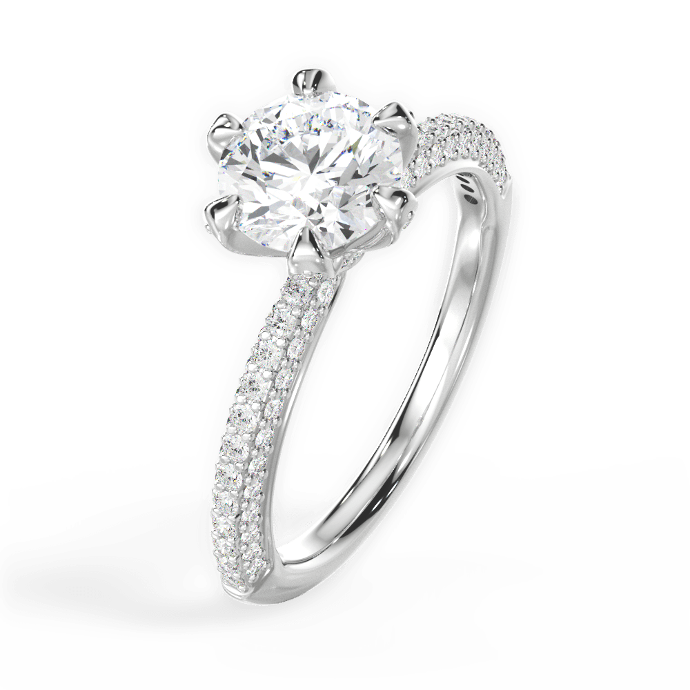 Linda Round Cut Lab Grown Diamond 18Kt White Gold Engagement Ring - View 2