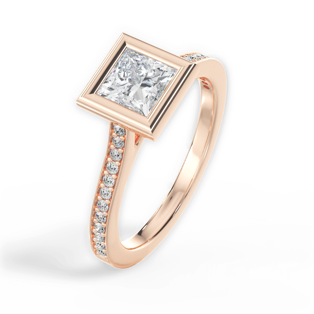 Deanna Princess Cut Lab Grown Diamond 18Kt Rose Gold Engagement Ring - View 3
