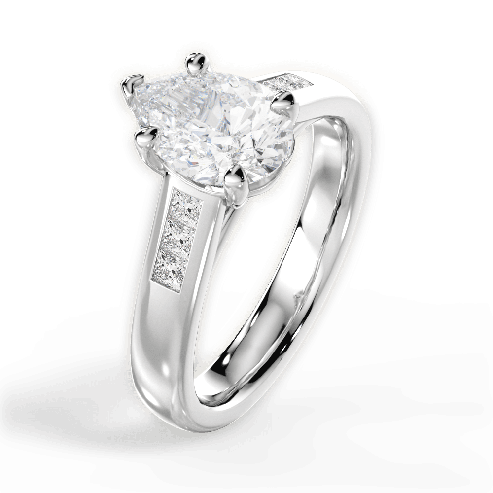 Brittany Pear Cut Lab Grown Diamond 14Kt White Gold Engagement Ring - View 4