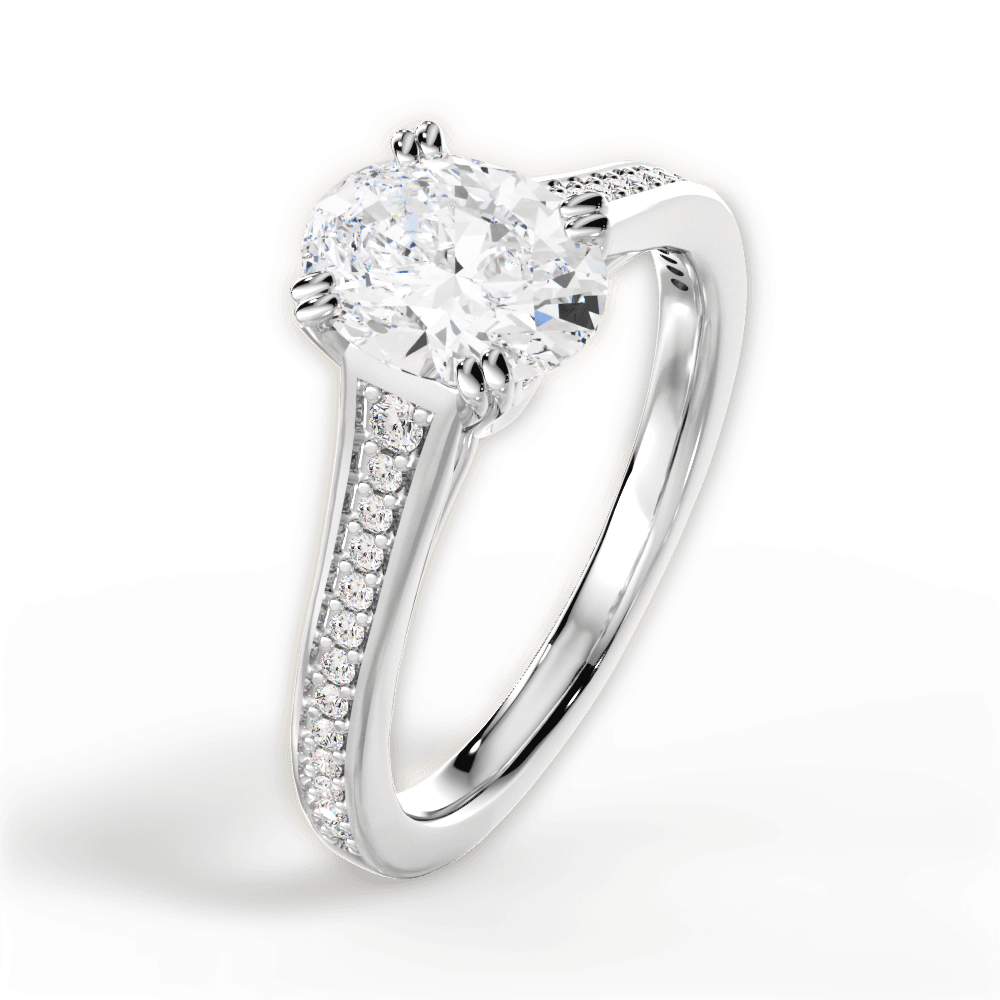 Delia Oval Cut Lab Grown Diamond 18Kt White Gold Engagement Ring - View 3