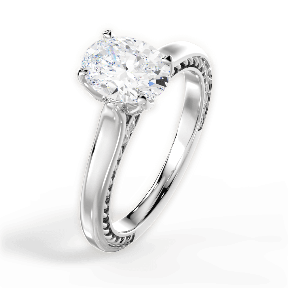 Carrie Oval Cut Lab Grown Diamond 14Kt White Gold Engagement Ring - View 2