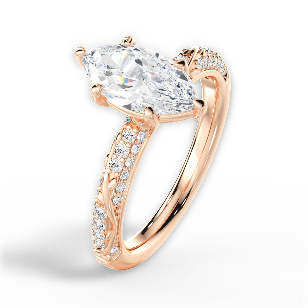 Gloria Marquise Cut Lab Grown Diamond 18Kt Rose Gold Engagement Ring - View 2