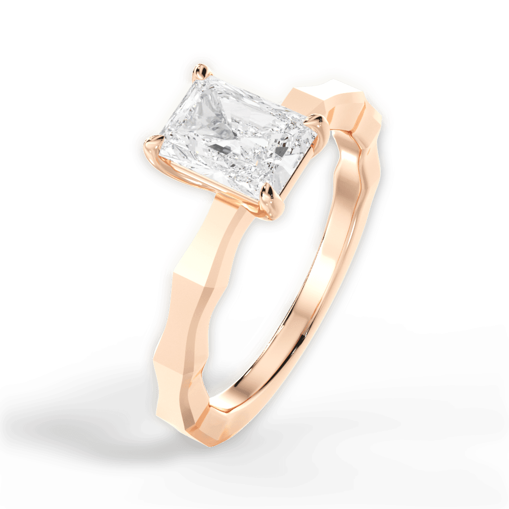 Aaliyah Radiant Cut Lab Grown Diamond 18Kt Rose Gold Engagement Ring - View 3