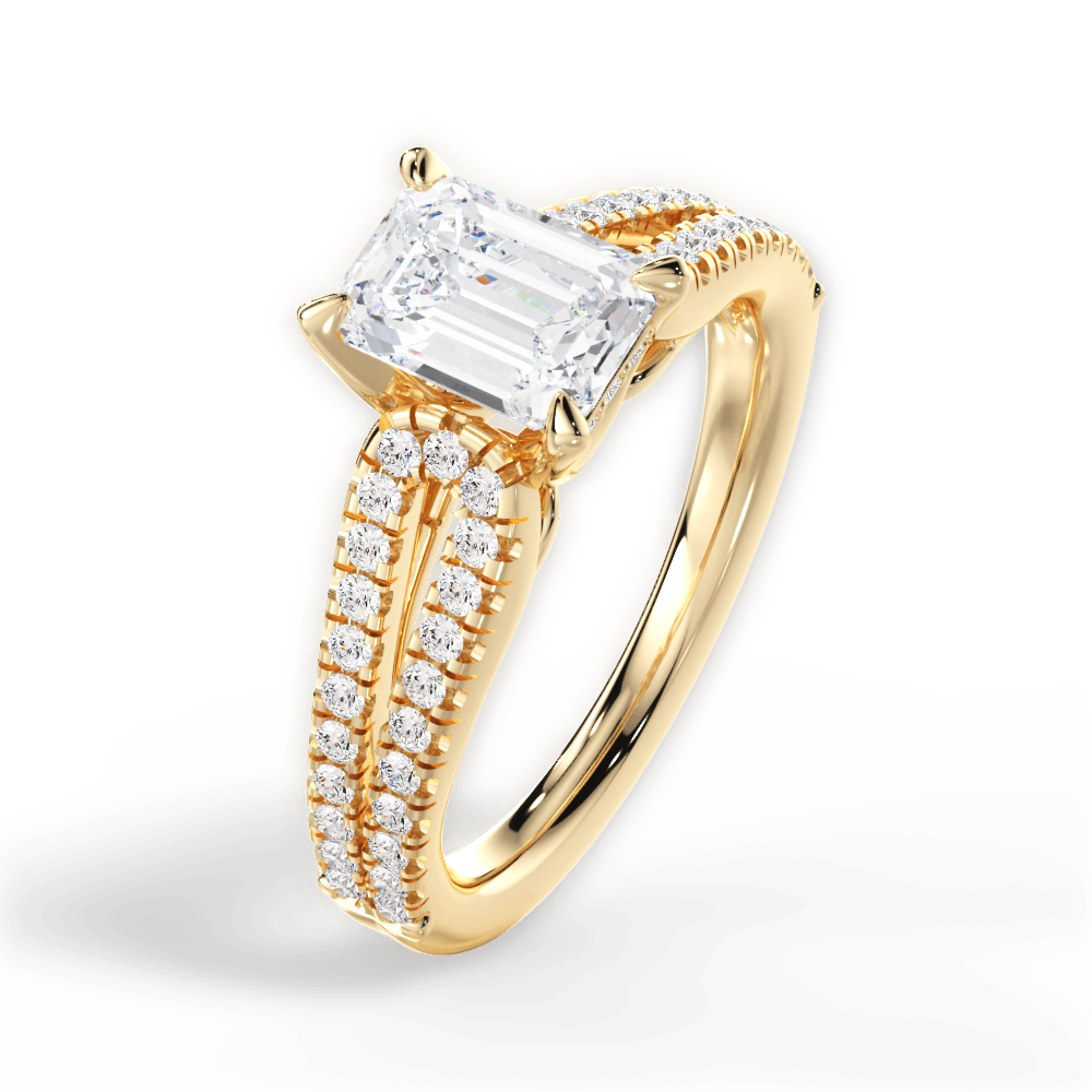 Jessica Emerald Cut Lab Grown Diamond 18Kt Yellow Gold Engagement Ring - View 4