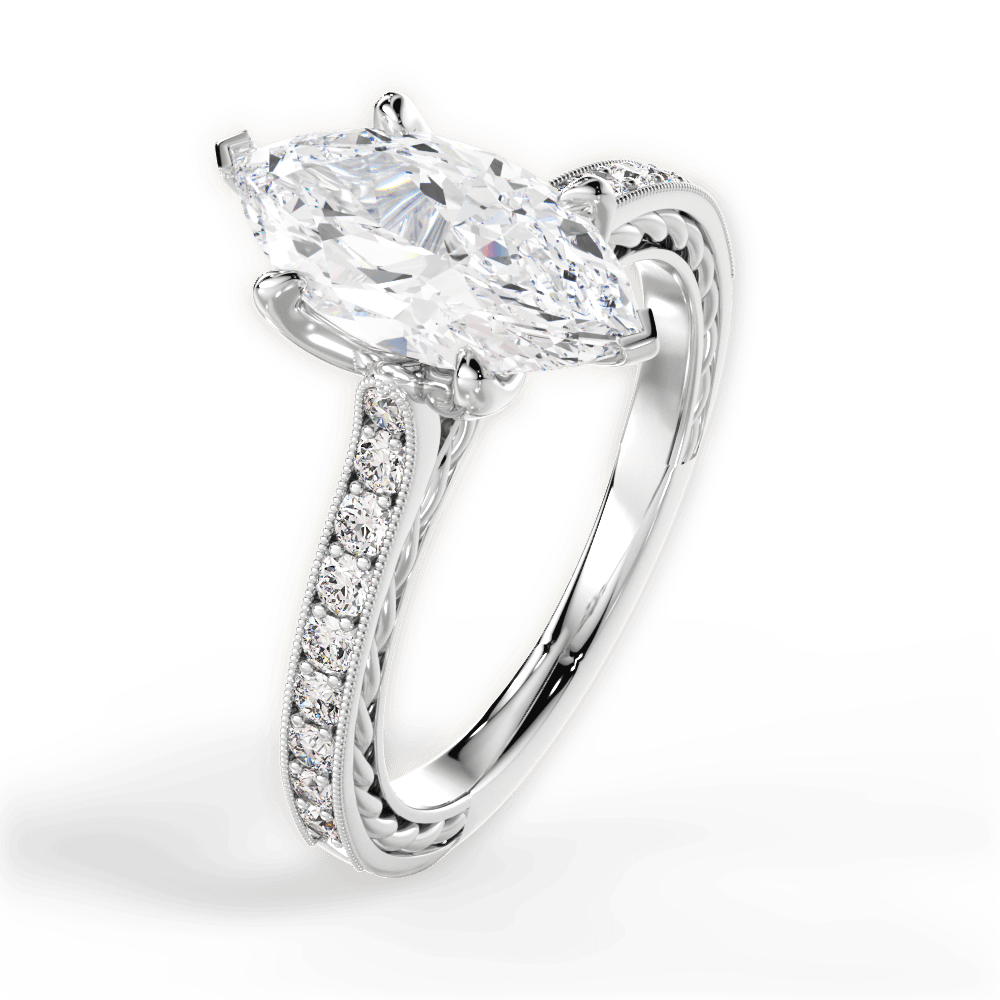 Gilda Marquise Cut Lab Grown Diamond 14Kt White Gold Engagement Ring - View 3