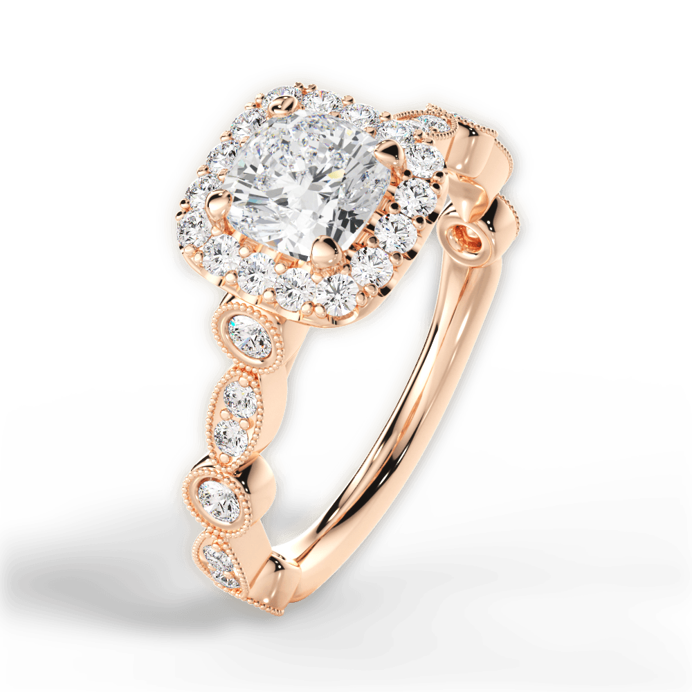 Irene Cushion Cut Lab Grown Diamond 18Kt Rose Gold Engagement Ring - View 2