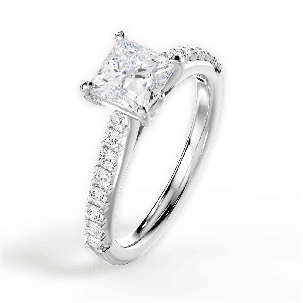 Elizabeth Princess Cut Lab Grown Diamond 14Kt White Gold Engagement Ring - View 4
