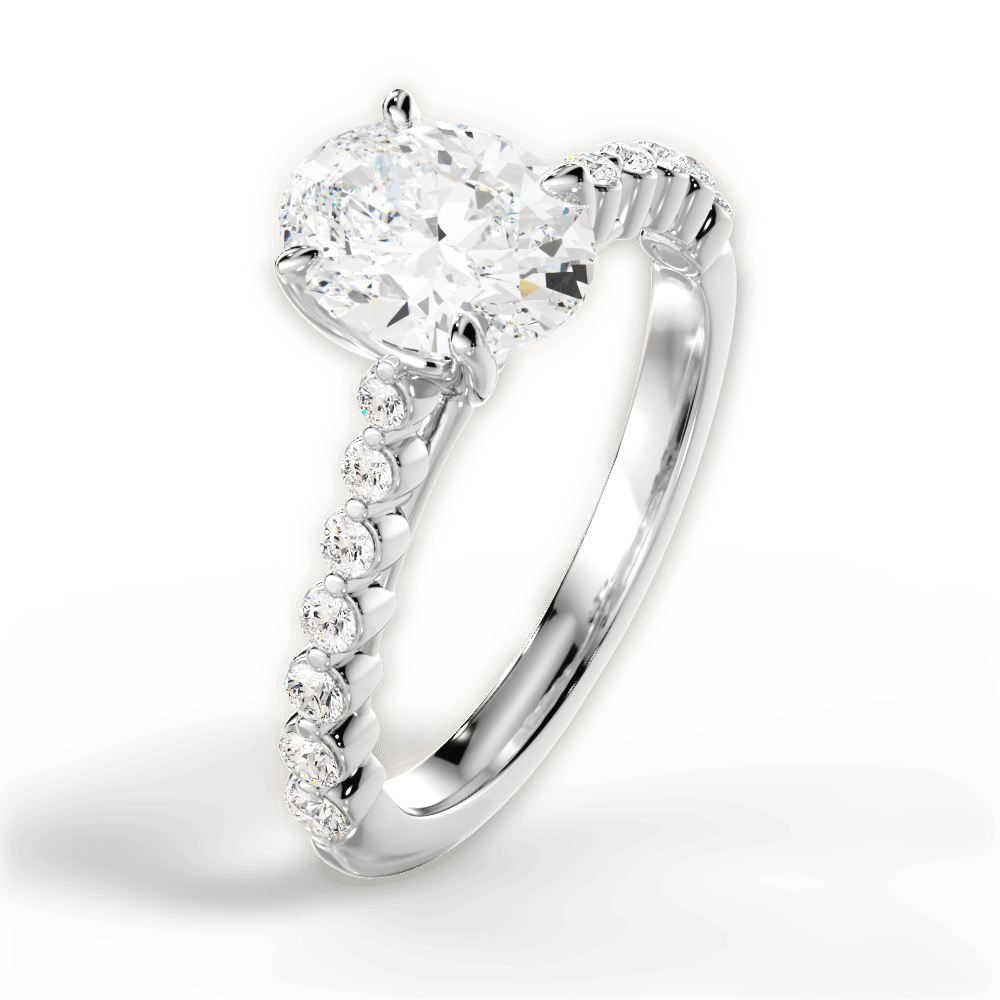 Dana Oval Cut Lab Grown Diamond 18Kt White Gold Engagement Ring - View 3