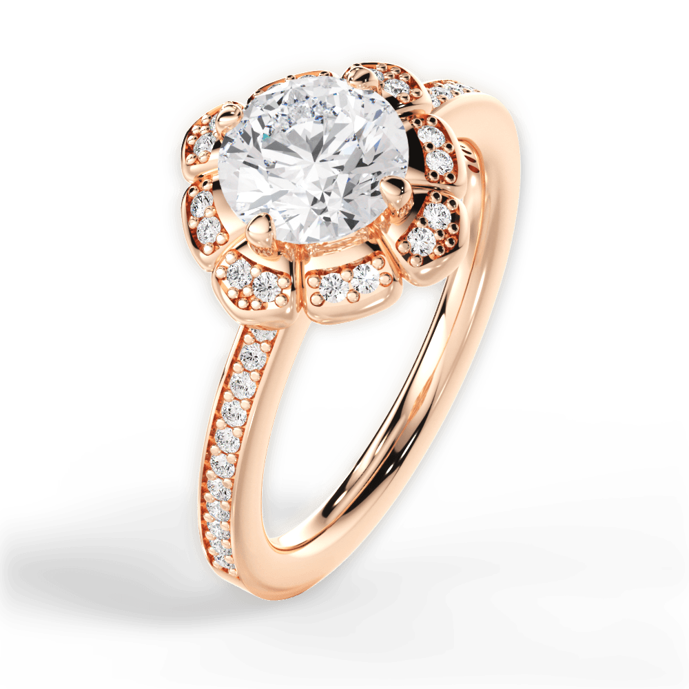Hayley Round Cut Lab Grown Diamond 18Kt Rose Gold Engagement Ring - View 3