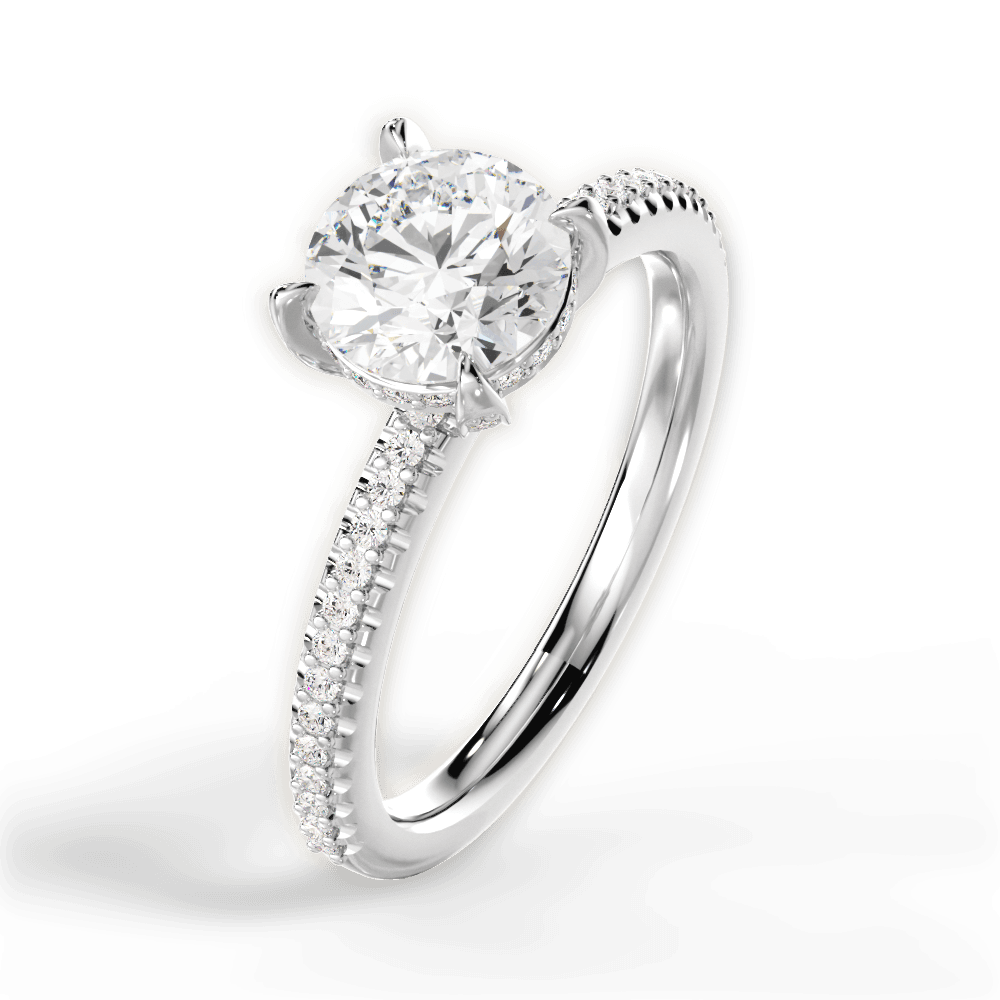 Helen Round Cut Lab Grown Diamond 18Kt White Gold Engagement Ring - View 4