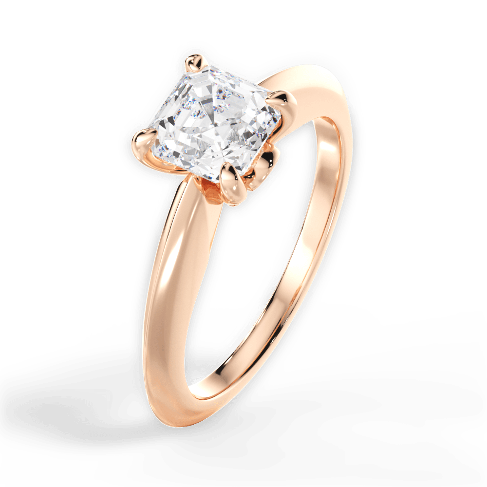 Diana Asscher Cut Lab Grown Diamond 18Kt Rose Gold Engagement Ring - View 2