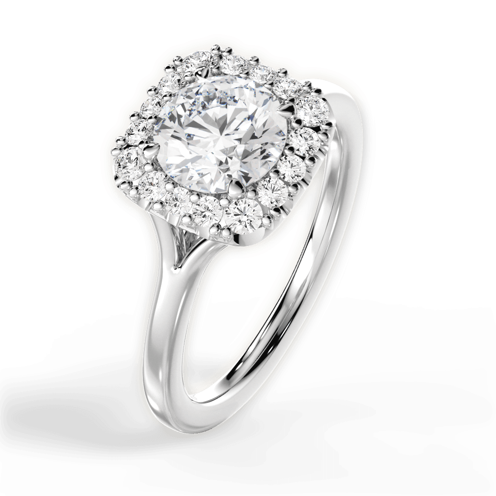 Geneva Round Cut Lab Grown Diamond 14Kt White Gold Engagement Ring - View 4