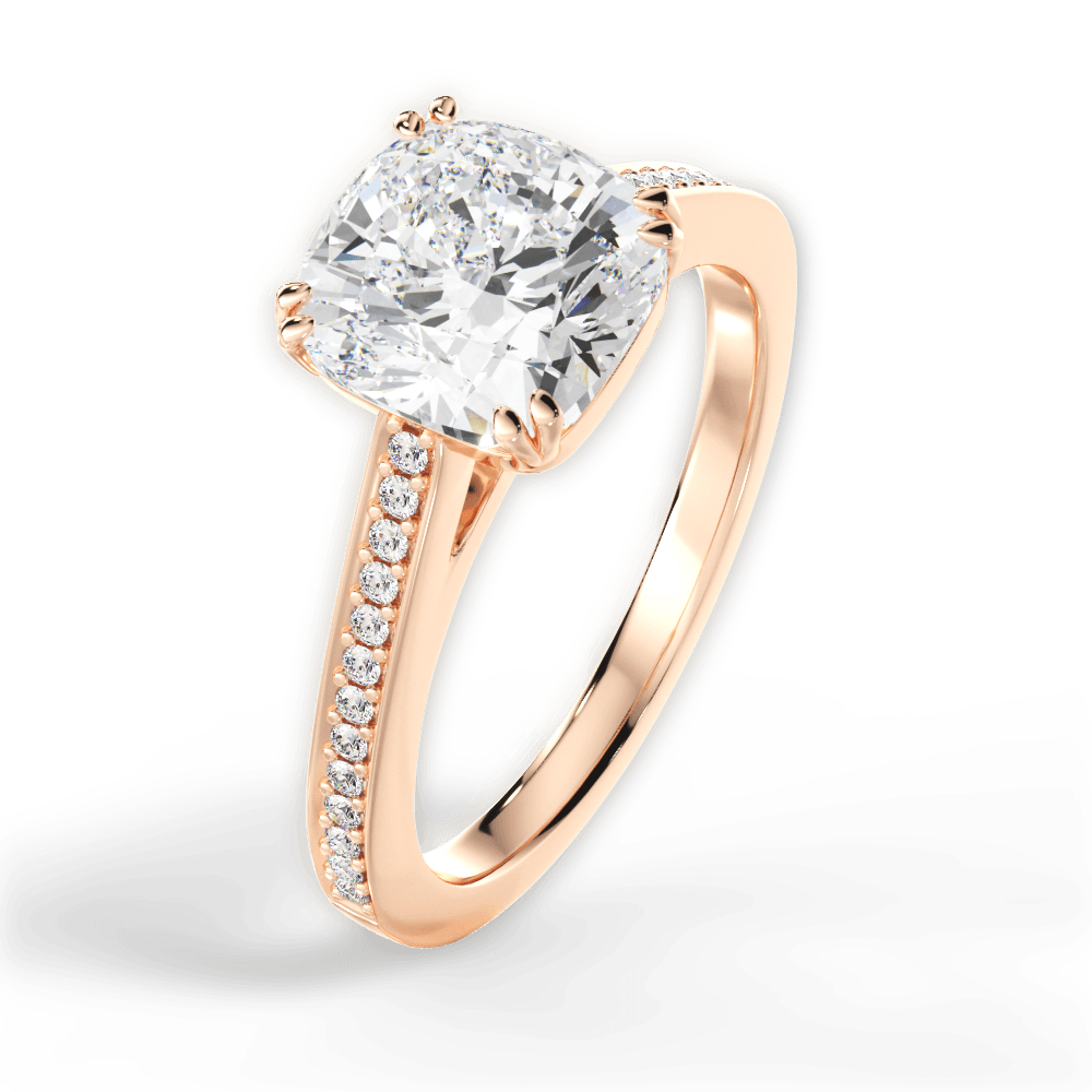 Denise Cushion Cut Lab Grown Diamond 18Kt Rose Gold Engagement Ring - View 3