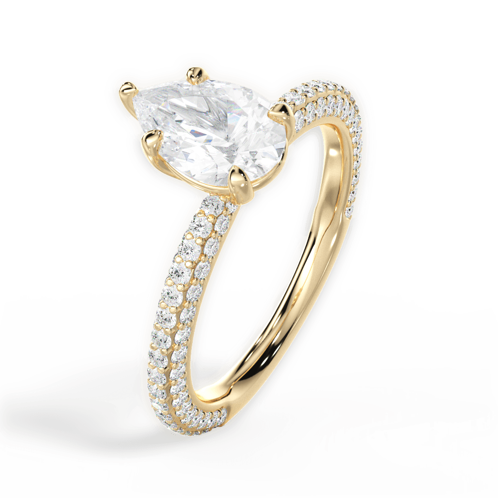 Kristen Pear Cut Lab Grown Diamond 18Kt Yellow Gold Engagement Ring - View 4
