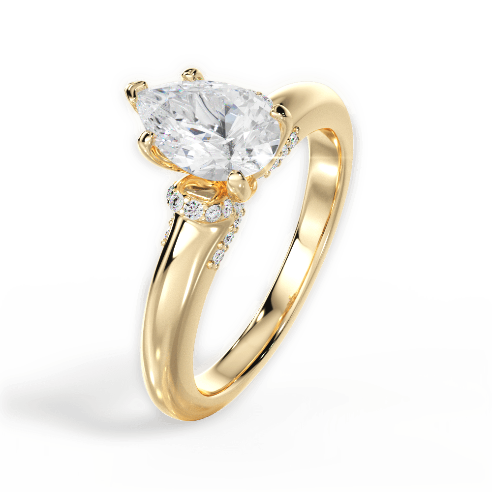 Florence Pear Cut Lab Grown Diamond 18Kt Yellow Gold Engagement Ring - View 3