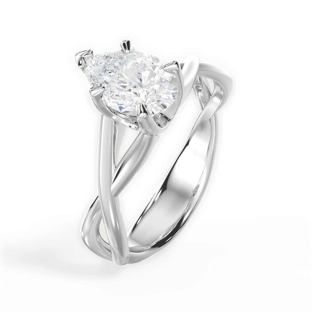 Aubrey Pear Cut Lab Grown Diamond 14Kt White Gold Engagement Ring - View 4